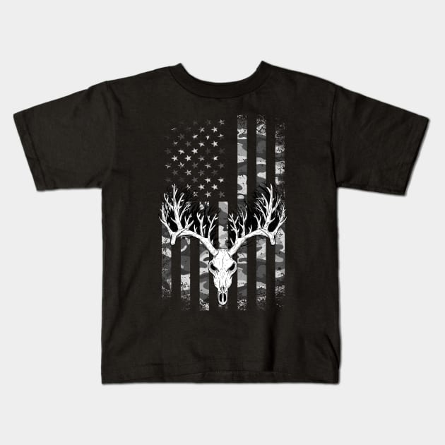 Buck Deer Hunting American Camouflage USA Flag Kids T-Shirt by Hensen V parkes